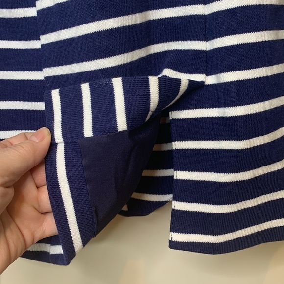 Gap | Classic Blue White Striped Knit One-Button Lined Single Breasted Blazer 10 - Picture 13 of 17